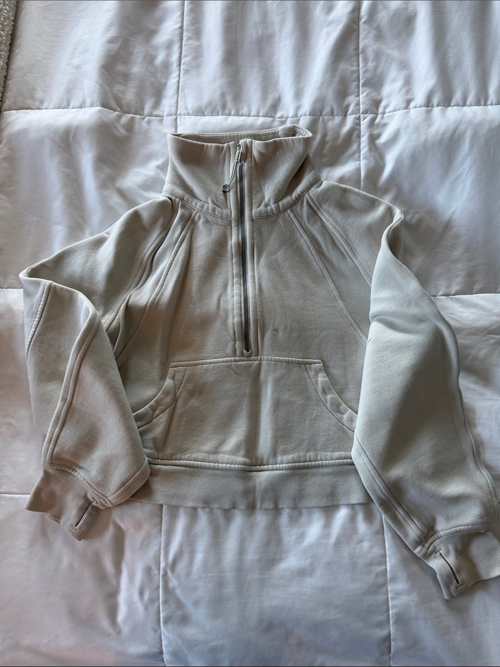 Half-Zip Women's Pullover Sweater in Light Cream